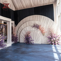 ZKAI Nouvelle Arche Métallique Pliable de Luxe en Forme d'Éventail Semi-circulaire pour Décor de Mariage, Rideau de Voile Blanc en Tissu Plissé Rond