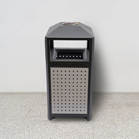 Poubelle extérieure en métal, avec seau intérieur amovible et ventilation optimisée, bac à déchets robuste pour bureau