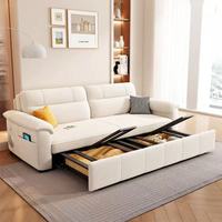 Canapé convertible moderne 3 places avec cadre métallique, revêtement en tissu, inclinable, pliable, extensible, avec rangement, housse amovible et lavable, forme carrée