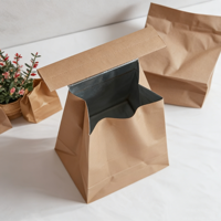 Sac d'emballage alimentaire de luxe personnalisable en papier kraft brun et feuille d'aluminium, fond large, avec bande auto-adhésive, 0,5 lb (250 g) et 500 g