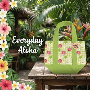 Sac fourre-tout Aloha fait main à Hawaï, idéal pour les journées à la plage, imprimé personnalisé Anthurium Palaka, sac fourre-tout <span class=keywords><strong>en</strong></span> toile, suffisamment spacieux pour emporter n'importe où - Product Image 3