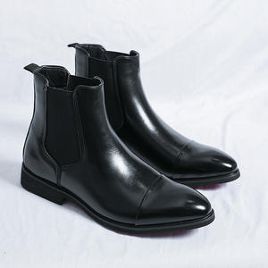 Botas de Moda <span class=keywords><strong>Chelsea</strong></span> Negras de Lujo para Hombre, Suela Roja, de Cuero, con Punta en Pico, Estilo Casual, para Negocios, Envío Directo - Product Image 3