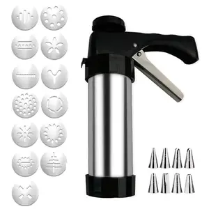 22 Stück Backen Cookie Dekorations werkzeuge Spritz Cookie Maker Maschine Edelstahl Cookie Press Gun Set mit 13 Scheiben und 8 Zuckerguss