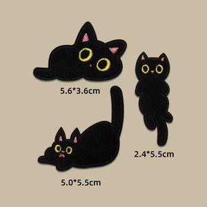 Patch en tissu à repasser écologique brodé de dessin animé de <span class=keywords><strong>chaton</strong></span> noir petit patch auto-adhésif pour vêtements et chaussures - Product Image 5