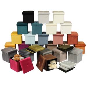 Bailey Boîte de rangement pliable carrée en velours à la mode personnalisée - Product Image 1