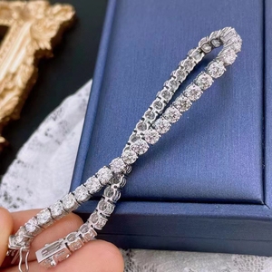 Bracelet tendance en or 18 carats avec diamants synthétiques, chaîne tennis en or massif 18 carats avec diamants de laboratoire, bracelet jonc en moissanite 3 mm - Product Image 6