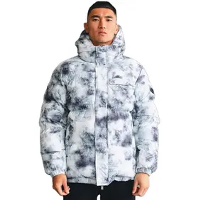 Custom-made men Winter down Jackets coats in Long Style with digital printing of clients file