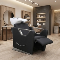 Fauteuil de lavage moderne pour salon, direct usine, avec bac en céramique, en cuir PU, station de lavage réglable, écologique et personnalisable