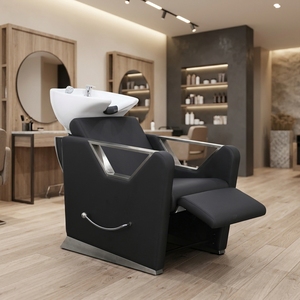 Sillón de <span class=keywords><strong>Lavacabezas</strong></span> Moderno Directo de Fábrica con Lavabo de Cerámica, Tapicería de Cuero PU, Estación de Lavado Ajustable, Ecológico y Personalizable - Product Image 2