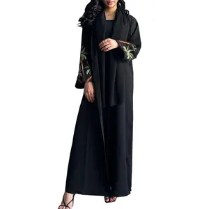 最新中东独家奈达布大尺寸开衫长袍欧美穆斯林礼服阿巴亚黑色长袍