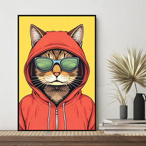 OEM ODM 사용자 정의 클래식 스타일 다이아몬드 모자이크 벽 장식 귀여운 검은 고양이 동물 홈 룸 커피 휴식 디자인 새로운 스타일 - Product Image 1