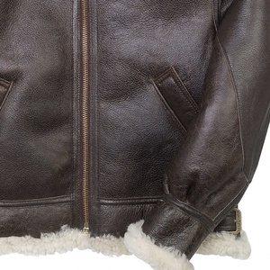 Chaqueta Bomber de Invierno para Hombre, de Cuero Genuino, Forrada con Piel Sintética, Impermeable, con Cierre, Cuello Camisero, Gruesa y Cálida, Estilo Motero - Product Image 2