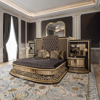 Luxuriöse Moderne Kingsize-Betten Schlafzimmermöbel Klassischer Französischer Kleiderschrank Bett Schlafzimmer-Möbelset Massivholz Stoff Doppelbett