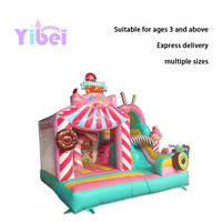 Château Gonflable Commercial Mini Maison de Sucrerie en PVC Trampoline de 3,5*4,2 m pour Mariages ou Anniversaires