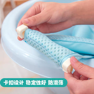 Filet de bain pour bébé en forme de T, support en maille, 66 cm x 59 cm, pour siège de sécurité pour le bain des tout-petits de 0 à 12 mois, bleu clair - Product Image 3