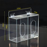 Distributeur de boîte à gants triple jetable de laboratoire médical transparent personnalisé chaud porte-gants mural en acrylique présentoir jetable supports d'affichage