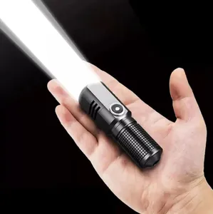 Nueva linterna de luz fuerte Mini recargable Tipo-C Zoom de largo alcance LED láser Super brillante linterna