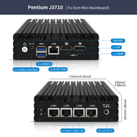 Mini PC CWWK con función de firewall J3710, 4 puertos LAN i225 de 2.5GbE, AES-NI, consola, HD, DP, audio de 3.5 mm, hardware OPNsense, ordenador sin ventilador.