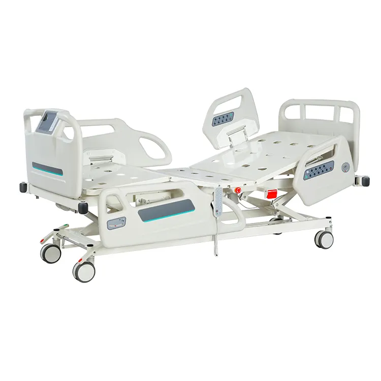 2023 new design hot luxury multi-function icu cpr emergency stop electric patient hospital bed with lcd touch screen