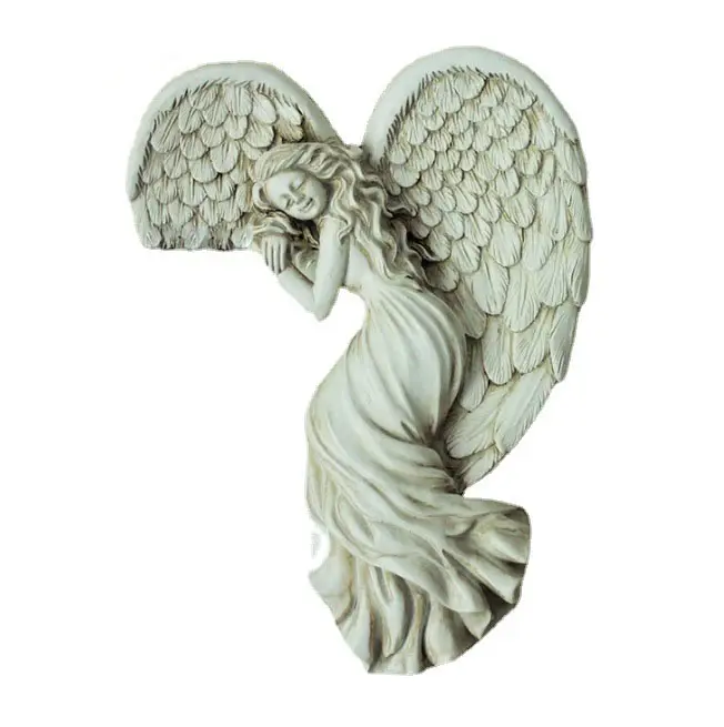 HZ卸売カスタム等身大樹脂屋外装飾家の装飾小さなゴールドホワイト引き換え庭の彫像天使