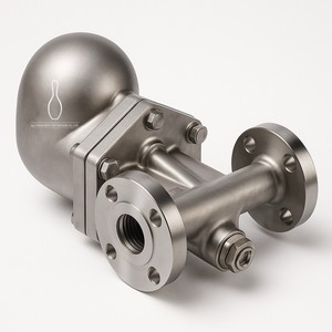 Trampa de vapor horizontal BFSS5F de acero inoxidable SS304 con brida sanitaria, flotador de bola y termostática - Product Image 4