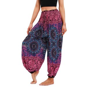 Pantalon de <span class=keywords><strong>yoga</strong></span> bohème avec logo personnalisé pour femmes Leggings de <span class=keywords><strong>yoga</strong></span> taille haute avec motifs floraux de danse <span class=keywords><strong>Thai</strong></span> confortable Boho Harem Pa imprimé Bloomer pour filles - Product Image 4