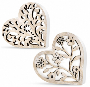 Cœur <span class=keywords><strong>en</strong></span> <span class=keywords><strong>bois</strong></span> <span class=keywords><strong>sculpté</strong></span> romantique, collection 2026, idéal pour la Saint-Valentin, les anniversaires de mariage et comme cadeau décoratif pour les couples - Product Image 1