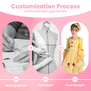 Robe de princesse pour filles, confortable et respirante, avec dentelle à accents de roses rouges, idéale pour les spectacles de scène et les anniversaires. - Product Image 2