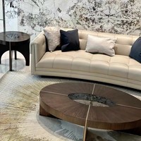 Meubles de salon Meikart Art & Home, style moderne et luxueux : cuir pleine fleur, canapé à fermeture éclair.