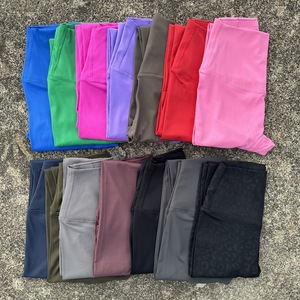 Leggings athlétiques taille haute à poches arrière souples de couleur unie pour femmes Leggings de yoga de gymnastique - Product Image 1