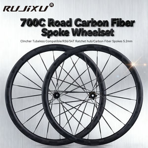 RUJIXU 700C patrón de mariposa fibra de carbono 38mm ruedas Clincher 5,2mm radios disco de bicicleta de carretera 36/54T trinquete 120 anillo Hub mate - Product Image 1