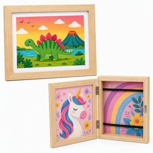 Kromapolis 2 Pezzi Cornice Rettangolare per <span class=keywords><strong>Disegni</strong></span> dei Bambini A4 in MDF Ecologico, Cornice in Legno Colorato per <span class=keywords><strong>Collage</strong></span> Fotografico Artistico - Product Image 1