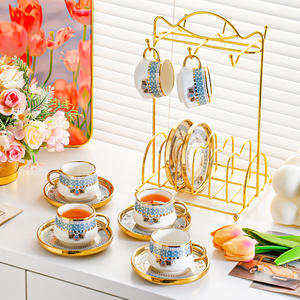 ชุดถ้วยกาแฟเซรามิคหลากสีรูปหัวใจลายนูนทันสมัยแบบขายส่ง สไตล์หรูหราพิเศษ หนาพิเศษ ทนความร้อน - Product Image 1