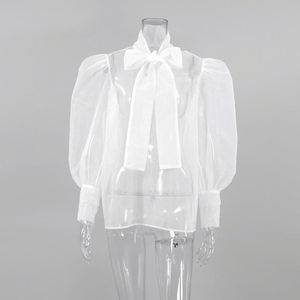 Dropshipping Boutique Vente en gros Été Européen Américain Taille Fashion Manches Sexy Bow Party Loose Tops Chemises élégantes pour femmes - Product Image 6