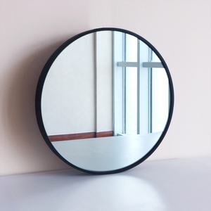 Fabricant concepteur long mur de salle de bains en aluminium argent rond noir encadré miroir - Product Image 2