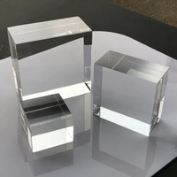 Supports de présentation personnalisés, socle, base, bloc transparent vierge, présentoir rectangulaire solide, cube pour bijoux, parfums, montres