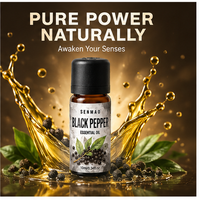 Huile de poivre noir pure et naturelle, chauffante et favorisant la circulation, idéale pour les maisons saines et les diffuseurs d'aromathérapie.