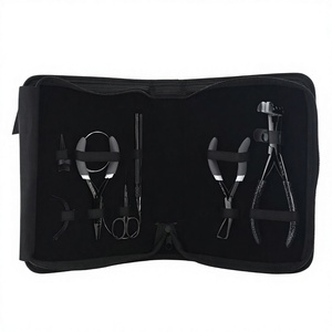 Kit de Herramientas de Acero Inoxidable para Extensiones de Cabello, Alicates para Micro Nano Anillos, Juego de 4 Piezas, Aguja Tipo C, Tijeras - Product Image 1
