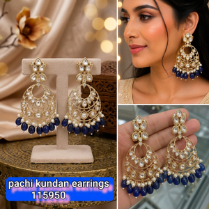 Boucles d'oreilles pendantes pour femmes, design Paisley, plaqué or, alliage, perles, serti clos, ethniques traditionnelles, haute qualité, tendance - Product Image 3