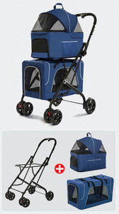 नए 3 में 1 वाहक यूटोपियन ट्विन डबल डॉग स्टलर लक्जरी 4 व्हील पालतू बिल्ली बड़े छोटे कुत्ते के लिए - Product Image 2