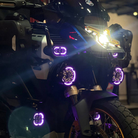 Projecteur LED étanche IPx8 pour moto - Blanc/Jaune double couleur, faisceau haut/bas, stroboscope, J9S 7 lentilles pour tout-terrain