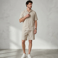 Ensemble de shorts décontractés pour hommes, couleur unie, 100 % coton jersey, séchage rapide, tricoté, logo personnalisé, ensemble jumeau, collection été 2026, vente en gros