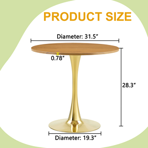 Table ronde de salle à manger de 31,5 pouces, table Tulip avec piétement en métal, style mid-century modern, table de bistrot pour salon - Product Image 4