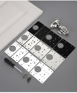 Placa de Reparación de Bisagras Universal, Engrosada, de Acero Inoxidable 201, Negra/Plateada, con Tornillos para Reparación de Puertas de Armarios y Muebles - Product Image 6