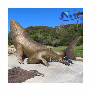 Sculture di animali in metallo da giardino all'aperto grande statua in bronzo con coda di balena in bronzo - Product Image 2