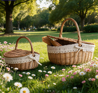 Panier de rangement portatif en osier de style pastoral pour pique-nique, courses de légumes, sorties printanières, transport de fruits et cadeaux
