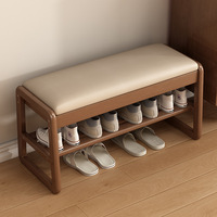 Banc à chaussures vert Offre Spéciale à 2 niveaux avec coussin en éponge Meilleur prix Tabouret à langer en bois massif pour usage domestique