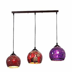 Lampes de lustre <span class=keywords><strong>Globe</strong></span>, style mosaïque turque marocain, éclairage suspendu au plafond, lampe à suspension en verre teinté - Product Image 1