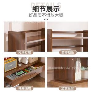 Wooden <b>Desktop</b> Storage <b>Shelf</b> 2 Tier Natural Color Durable Office Organizer For Home Student Study Desk Bookcase - Product Image 2