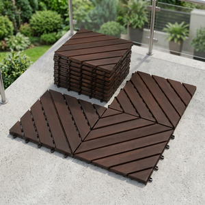 Dalles de terrasse emboîtables en bois d'acacia massif FGW-08SRS 300x300mm, résistantes aux UV et à l'eau, pour balcon et aménagement paysager - Product Image 1